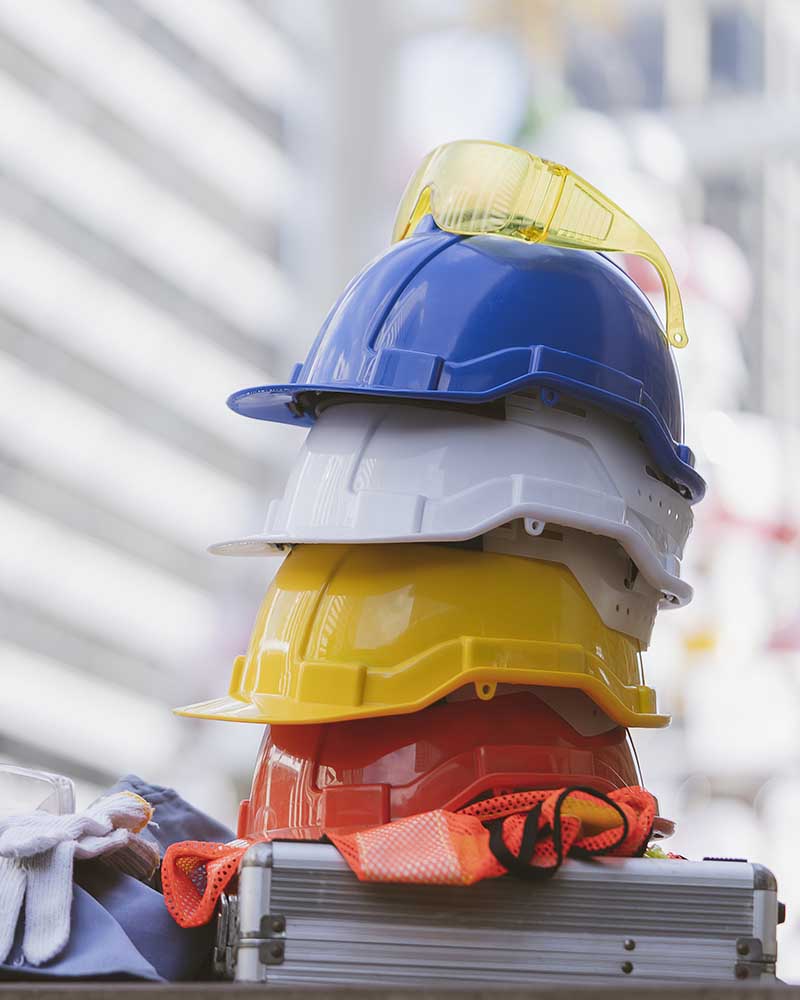 Hard Hats Stacked Up